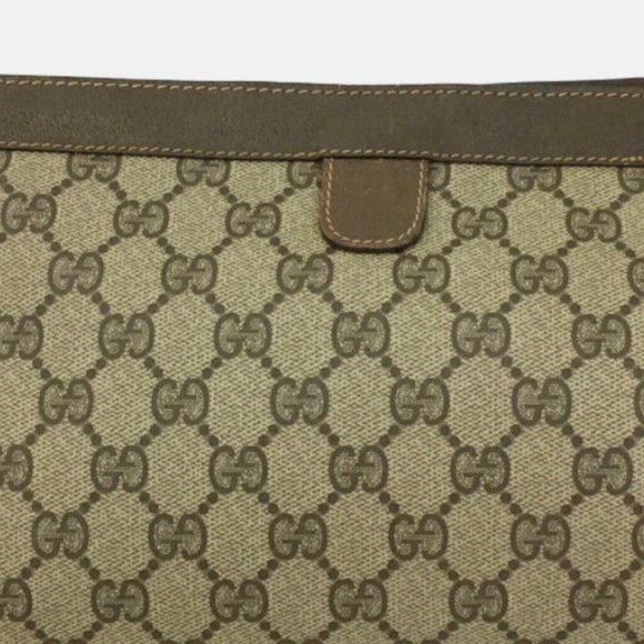 Authentic GUCCI Beige GG Logo Vintage Canvas Webbing Clutch - Picture 4 of 5
